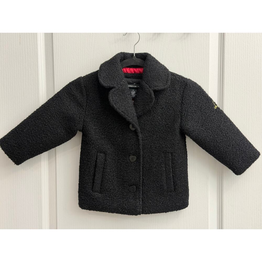 London Fog Girls Teddy Faux Fur Dress Coat Black 3T NWT